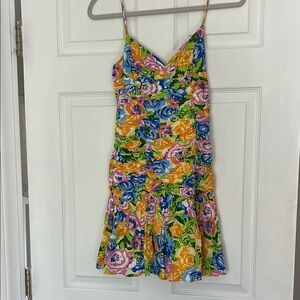 Zara Floral Multicolor Spaghetti Strap Dress